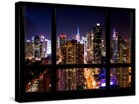 Cityscape Times Square and 42nd Street with the Empire State Building by Night-Philippe Hugonnard-Stretched Canvas