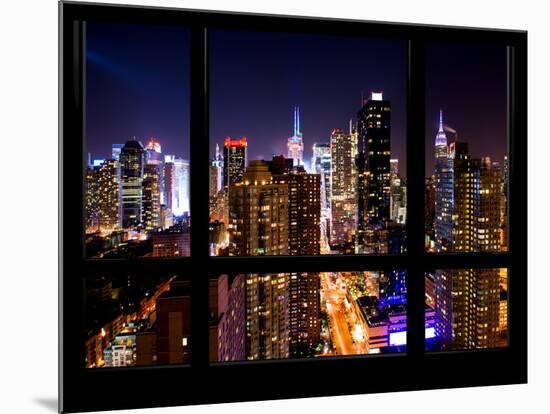 Cityscape Times Square and 42nd Street with the Empire State Building by Night-Philippe Hugonnard-Mounted Photographic Print