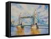Cityscape View of London and the River Thames, London Tower Bridge, England, United Kingdom. Waterc-null-Framed Stretched Canvas