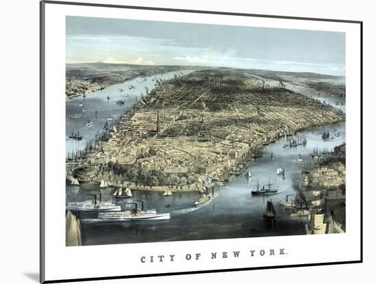 Cityscape View of New York City, Circa 1850-Stocktrek Images-Mounted Art Print