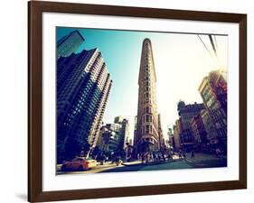 Cityscape Vintage Colors, Flatiron Building, 5th Ave, Manhattan, New York, United States-Philippe Hugonnard-Framed Photographic Print