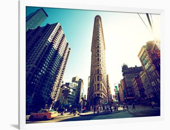Cityscape Vintage Colors, Flatiron Building, 5th Ave, Manhattan, New York, United States-Philippe Hugonnard-Framed Photographic Print