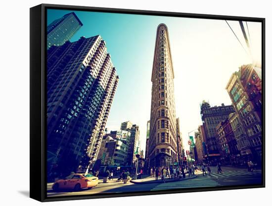 Cityscape Vintage Colors, Flatiron Building, 5th Ave, Manhattan, New York, United States-Philippe Hugonnard-Framed Stretched Canvas