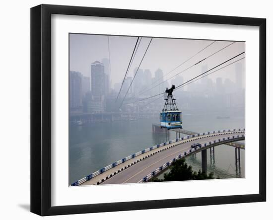 Cityscape With Cable Car, Chongqing City, Chongqing, China, Asia-Charles Bowman-Framed Photographic Print