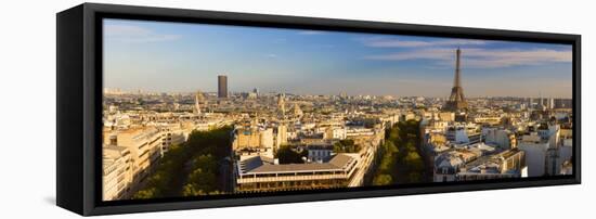 Cityscape with Eiffel Tower in Background, Paris, Ile-De-France, France-null-Framed Stretched Canvas