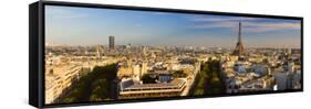 Cityscape with Eiffel Tower in Background, Paris, Ile-De-France, France-null-Framed Stretched Canvas