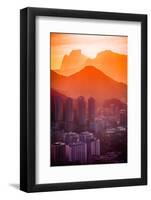 Cityscape with Mountain Range in the Background at Dusk, Rio De Janeiro, Brazil-Celso Diniz-Framed Photographic Print