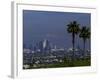 Cityscape with Mountains in Background, San Gabriel Mountains, City of Los Angeles, California, USA-null-Framed Photographic Print