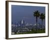 Cityscape with Mountains in Background, San Gabriel Mountains, City of Los Angeles, California, USA-null-Framed Photographic Print