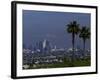 Cityscape with Mountains in Background, San Gabriel Mountains, City of Los Angeles, California, USA-null-Framed Photographic Print