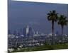 Cityscape with Mountains in Background, San Gabriel Mountains, City of Los Angeles, California, USA-null-Mounted Photographic Print