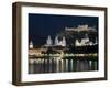 Cityscape with River Salzach at Night, Saltzburg, Austria-Charles Bowman-Framed Photographic Print