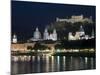 Cityscape with River Salzach at Night, Saltzburg, Austria-Charles Bowman-Mounted Photographic Print