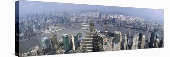 Cityscape with River Viewed from Jin Mao Tower, Huangpu River, Pudong, Shanghai, China 2010-null-Stretched Canvas