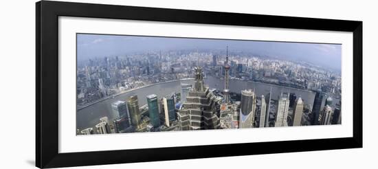 Cityscape with River Viewed from Jin Mao Tower, Huangpu River, Pudong, Shanghai, China 2010-null-Framed Photographic Print