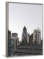 Cityscape with Swiss Re Tower by Architect Sir Norman Foster, 30 St Mary Axe, England-Axel Schmies-Framed Photographic Print