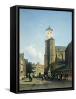 Cityscape with the Church of St Denis in Liege-Jan Weissenbruch-Framed Stretched Canvas