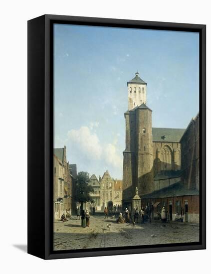 Cityscape with the Church of St Denis in Liege-Jan Weissenbruch-Framed Stretched Canvas