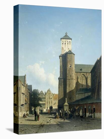 Cityscape with the Church of St Denis in Liege-Jan Weissenbruch-Stretched Canvas