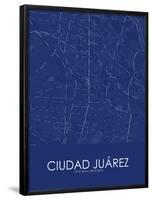 Ciudad Juarez, Mexico Blue Map-null-Framed Poster