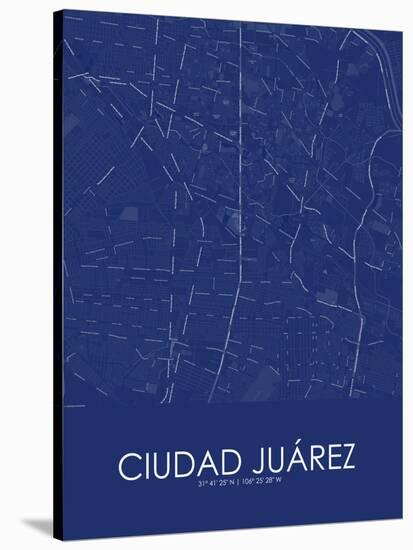 Ciudad Juarez, Mexico Blue Map-null-Stretched Canvas