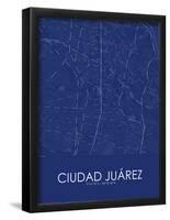Ciudad Juarez, Mexico Blue Map-null-Framed Poster