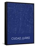 Ciudad Juarez, Mexico Blue Map-null-Framed Stretched Canvas