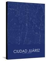Ciudad Juarez, Mexico Blue Map-null-Stretched Canvas