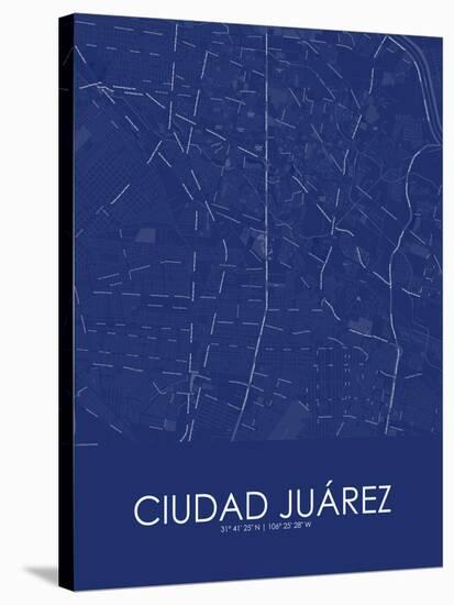 Ciudad Juarez, Mexico Blue Map-null-Stretched Canvas