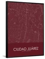 Ciudad Juarez, Mexico Red Map-null-Framed Poster