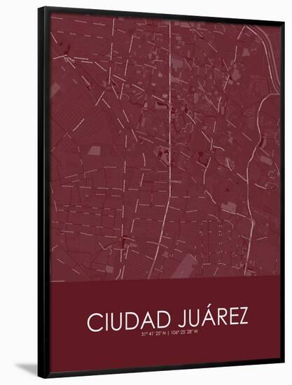 Ciudad Juarez, Mexico Red Map-null-Framed Poster