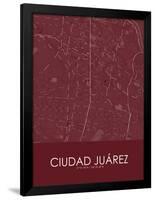 Ciudad Juarez, Mexico Red Map-null-Framed Poster