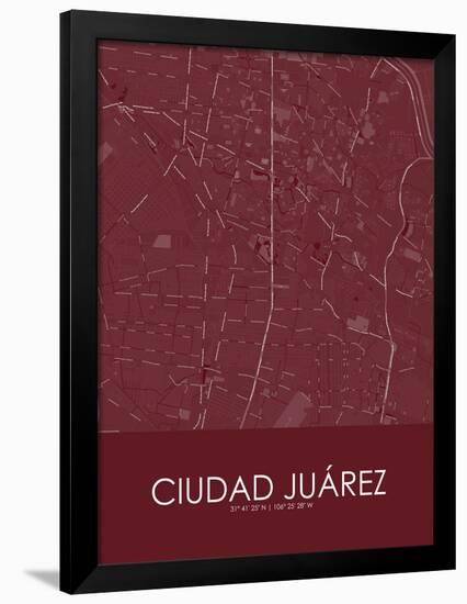 Ciudad Juarez, Mexico Red Map-null-Framed Poster