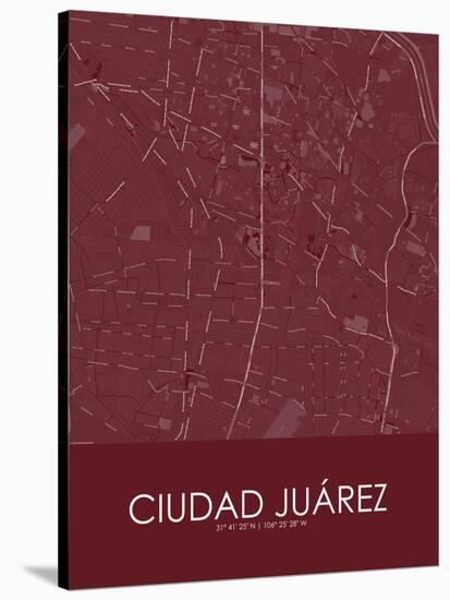 Ciudad Juarez, Mexico Red Map-null-Stretched Canvas