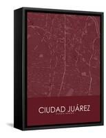 Ciudad Juarez, Mexico Red Map-null-Framed Stretched Canvas
