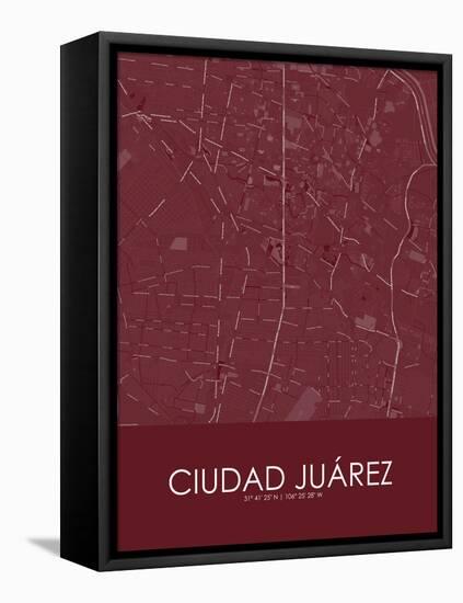 Ciudad Juarez, Mexico Red Map-null-Framed Stretched Canvas