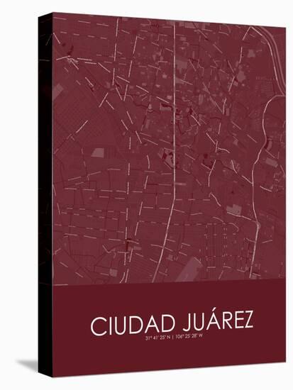 Ciudad Juarez, Mexico Red Map-null-Stretched Canvas