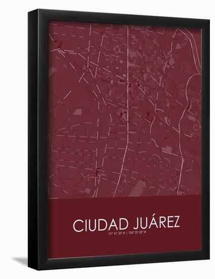 Ciudad Juarez, Mexico Red Map-null-Framed Poster