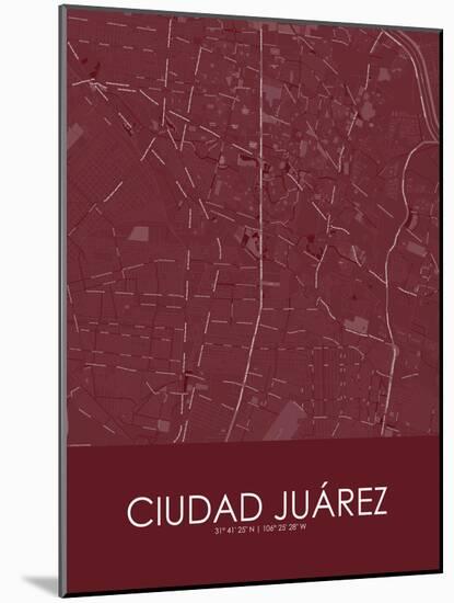 Ciudad Juarez, Mexico Red Map-null-Mounted Poster