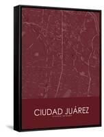 Ciudad Juarez, Mexico Red Map-null-Framed Stretched Canvas