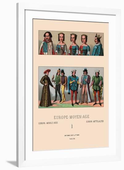 Civil Costumes of the French Nobility, 1364-1461-Racinet-Framed Art Print