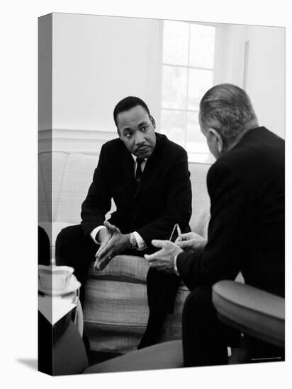 Civil Right Leader Dr. Martin Luther King Speaking with President Lyndon Johnson-Stan Wayman-Stretched Canvas