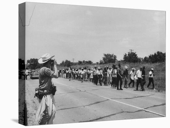 Civil Rights Demonstrators Marching to Encourage Voter Registration-null-Stretched Canvas