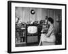 Civil Rights Leader Daisy Bates Watching Televised Desegregation Speech by Governor Faubaus-Thomas D^ Mcavoy-Framed Premium Photographic Print