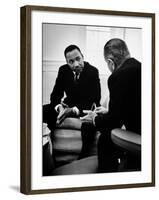 Civil Rights Leader Dr Martin Luther King with Pres. Lyndon Johnson During Visit to the White House-Stan Wayman-Framed Premium Photographic Print