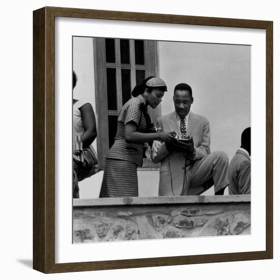 Civil Rights Leader Rev. Martin Luther King Jr. and Wife Visiting Ghanain Independence Ceremonies-Mark Kauffman-Framed Premium Photographic Print