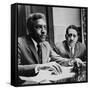 Civil Rights Leaders Bayard Rustin and Dr. Eugene Reed at Freedom House 1964-null-Framed Stretched Canvas