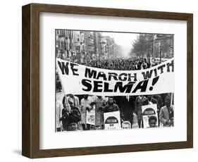 Civil Rights, Marchers Carrying Banner "We March with Selma!", Harlem, New York City, 1965-null-Framed Art Print