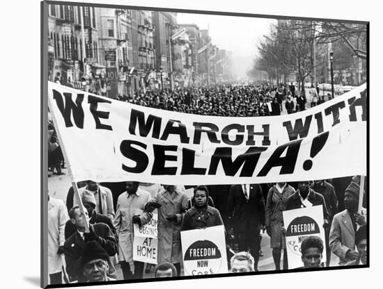 Civil Rights, Marchers Carrying Banner "We March with Selma!", Harlem, New York City, 1965-null-Mounted Art Print