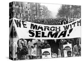 Civil Rights, Marchers Carrying Banner "We March with Selma!", Harlem, New York City, 1965-null-Stretched Canvas